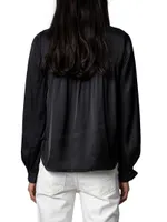 Tilan Satin Long-Sleeve Blouse