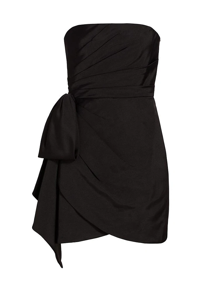 Strapless Draped Faille Minidress