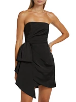 Strapless Draped Faille Minidress