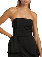 Strapless Draped Faille Minidress