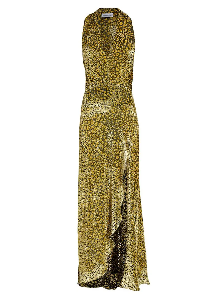 Paris Velvet Leopard-Print Maxi Dress