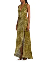 Paris Velvet Leopard-Print Maxi Dress