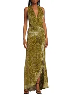 Paris Velvet Leopard-Print Maxi Dress