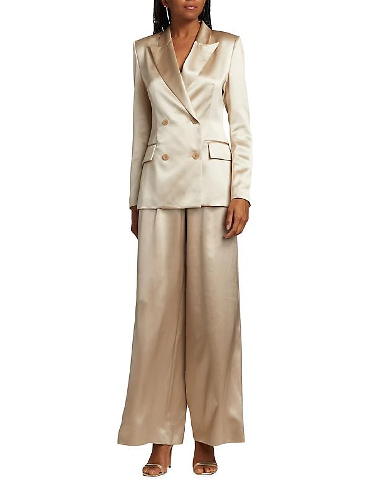 Lua High-Waisted Wide-Leg Silk Trousers