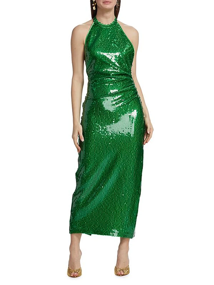 Alix Sequined Halter Gown