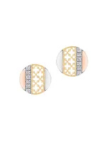 Dare To Dream Tri-Tone 18K Gold & 0.12 TCW Diamond Circle Stud Earrings