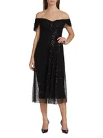 Sequin Mesh Midi-Dress