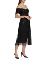 Sequin Mesh Midi-Dress