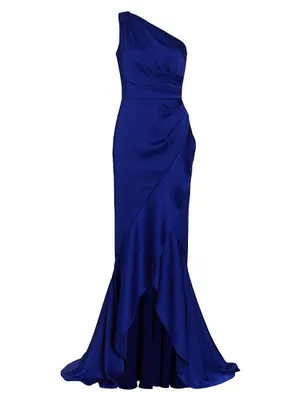 Asymmetric Hammered Satin Gown