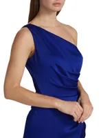 Asymmetric Hammered Satin Gown