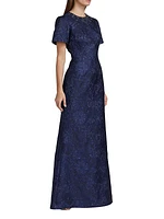 Jacquard Short-Sleeve Gown