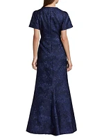 Jacquard Short-Sleeve Gown