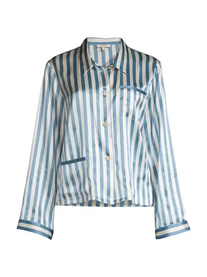 Ruthie Striped Silk Pajama Top