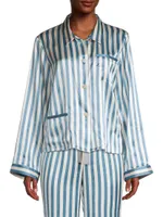 Ruthie Striped Silk Pajama Top