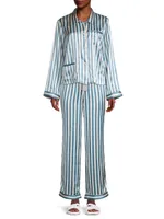 Ruthie Striped Silk Pajama Top