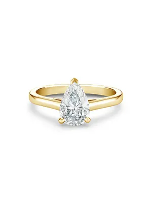 DB Classic 18K Yellow Gold & 1.03 TCW Pear-Cut Diamond Engagement Ring