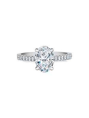 DB Classic Platinum & 1 TCW Oval Diamond Engagement Ring