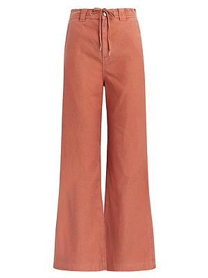 Drawstring Wide-Leg Cropped Trousers