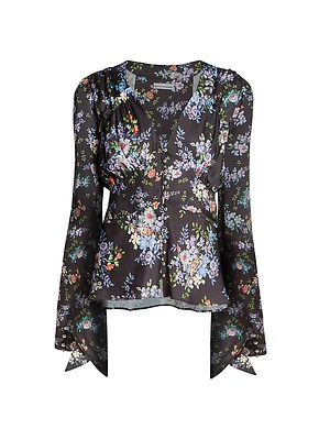 Floral Layered Cuff Blouse