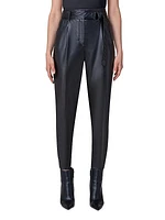 Fred Faux Leather Belted Pants