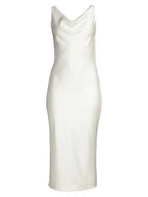 Maria Cowl-Neck Satin Midi-Dress