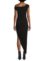 Asymmetric Drop-Shoulder Gown