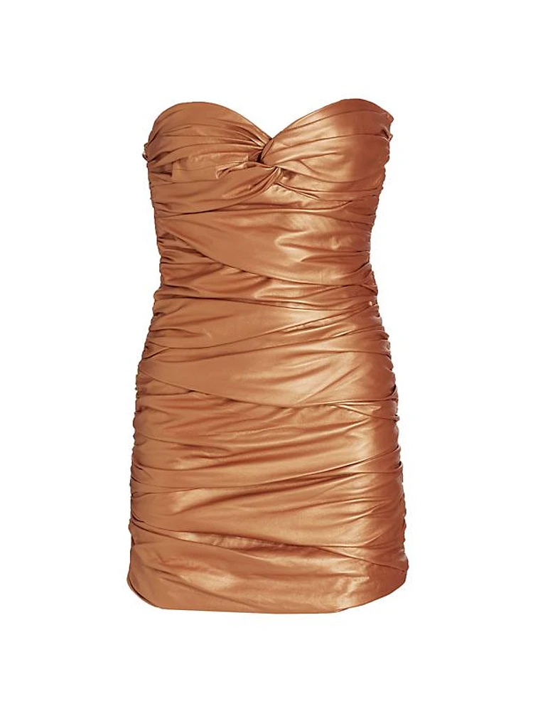 Ruched Leather Minidress