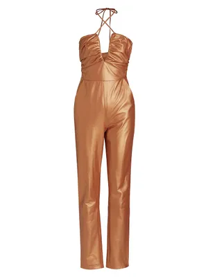 Leather Halter Jumpsuit