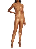 Leather Halter Jumpsuit