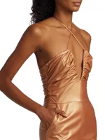 Leather Halter Jumpsuit