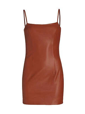 Spagetti Strap Leather Minidress
