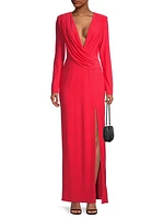 Draped V-Neck Gown