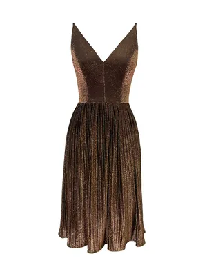 Haley Shimmer Pleated Midi-Dress