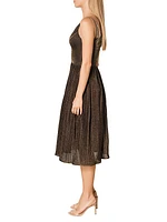 Haley Shimmer Pleated Midi-Dress