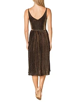 Haley Shimmer Pleated Midi-Dress