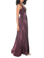 Danea Pleated Fit & Flare Maxi Dress