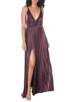 Danea Pleated Fit & Flare Maxi Dress