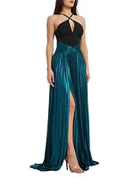 Tuuli Pleated Fit & Flare Maxi Dress