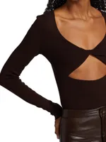 Knit Twisted Cut-Out Bodysuit