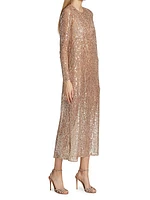 Sheer Sequin-Embroidered Midi-Dress