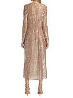 Sheer Sequin-Embroidered Midi-Dress