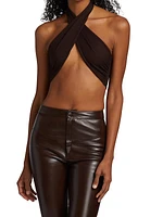 Cropped Twisted Halterneck Top