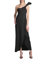 One-Shoulder Silk Draped Gown