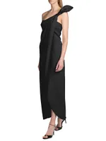 One-Shoulder Silk Draped Gown