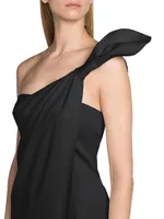 One-Shoulder Silk Draped Gown