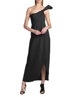 One-Shoulder Silk Draped Gown