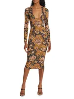 Kittie Body-Con Tapestry Midi-Dress