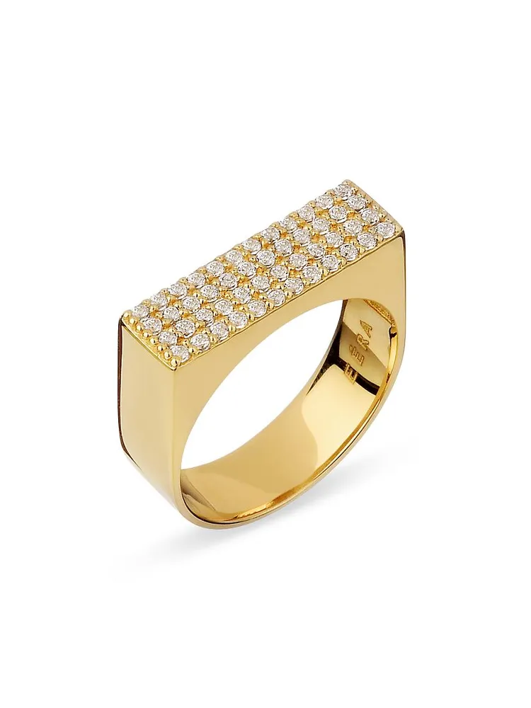 Long Beach 18K Yellow Gold & Diamond Bar Ring