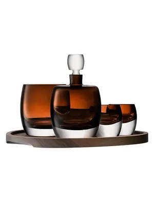 Whiskey Club Connoisseur Glasses & Serving Tray Set