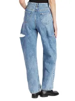 Wide-Leg Slashed Cut-Out Jeans